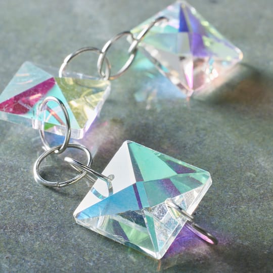 12 Pack: Crystal Aurora Borealis Square Glass Beads, 20mm by Bead Landing™
